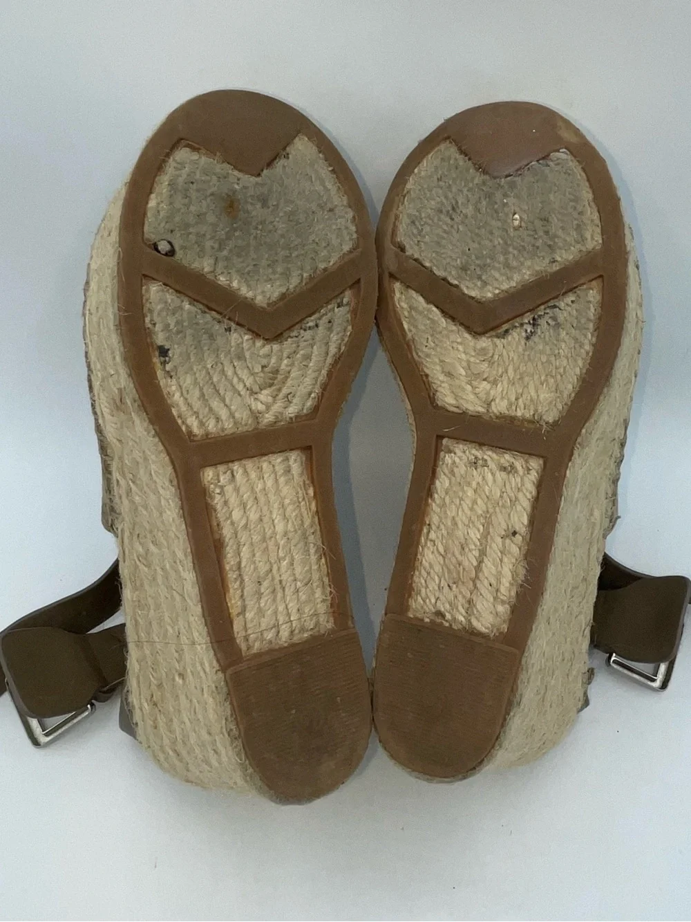 Marc Fisher “Lannie” Wedge Espadrille Platform Sandal in Taupe